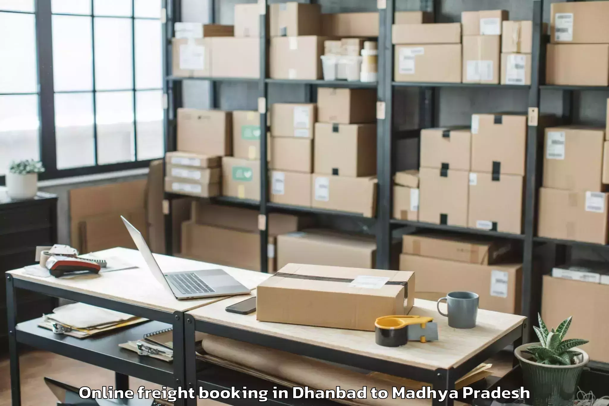 Professional Dhanbad to Badnagar Online Freight Booking